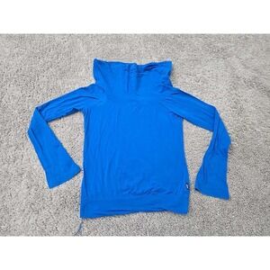 Guess Top Womens L Blue Cowl Neck Long Sleeve 90s Y2k Made in USA
